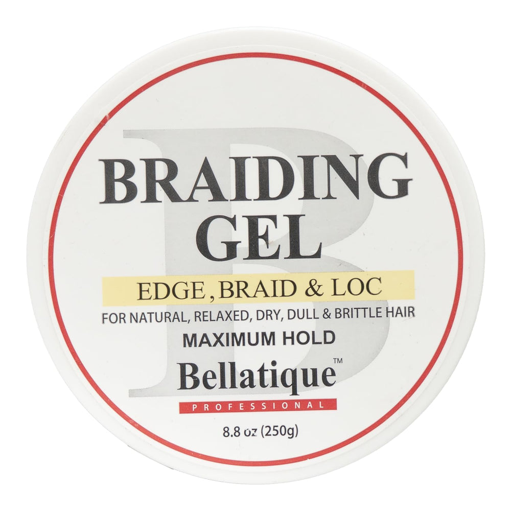 BELLATIQUE gel, cabello natural y trenzas, suaviza y controla el aspecto.