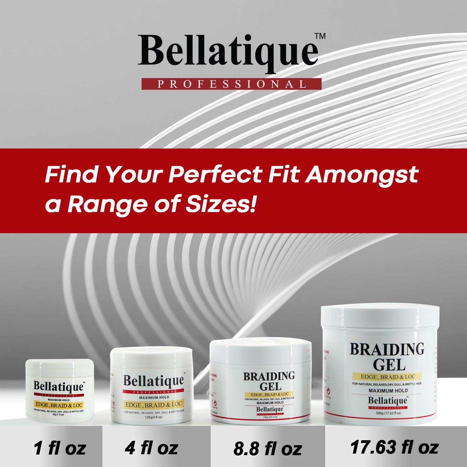 BELLATIQUE gel, uso diario, aporta control ligero para peinados rápidos.