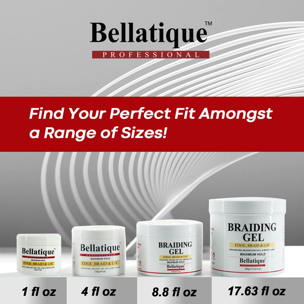 BELLATIQUE gel, uso diario, aporta control ligero para peinados rápidos.