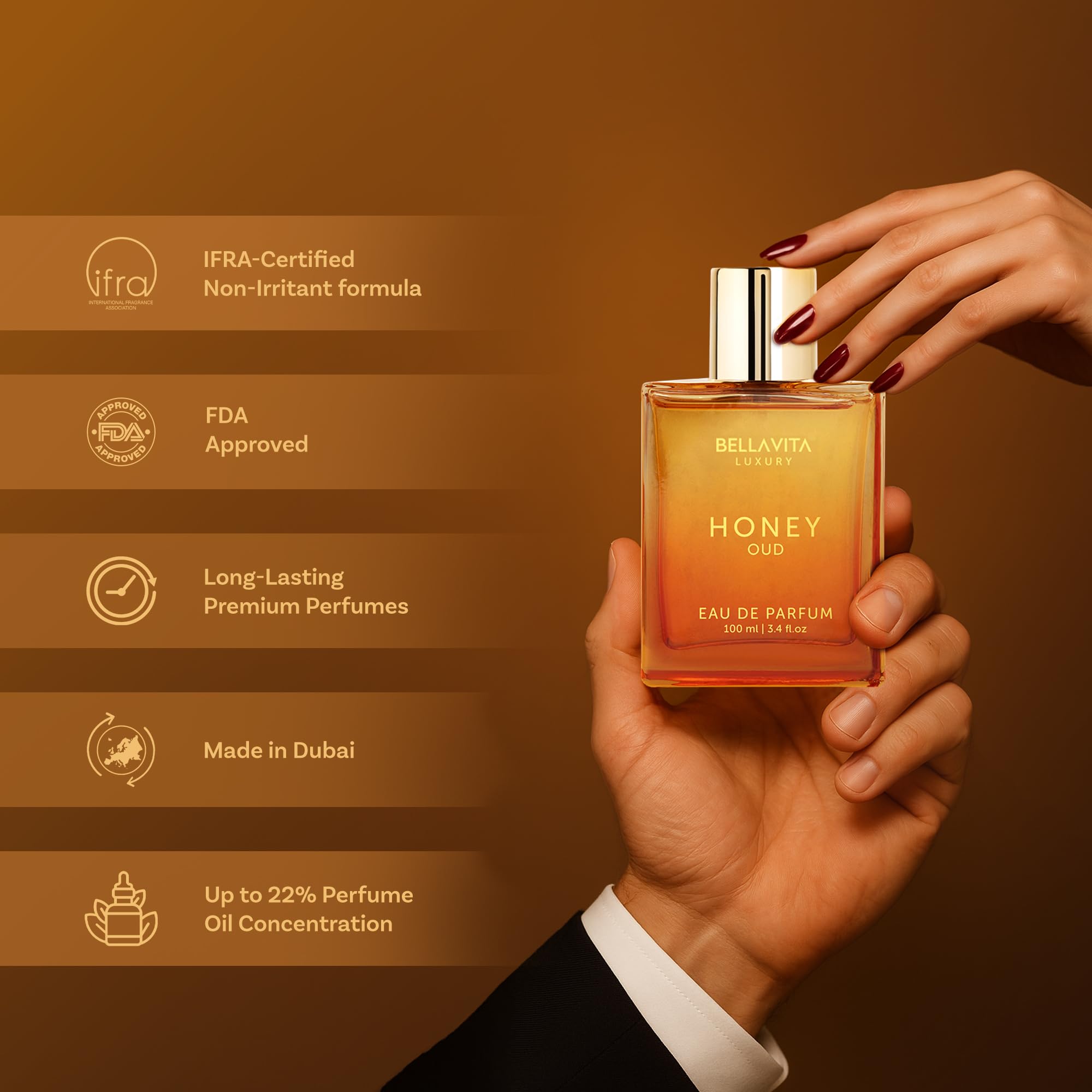 BellaVita Honey Oud: empaque regalo, opción ideal para sorprender.