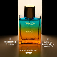 Bellavita Narco Unisex Perfume con tapón, aplicación suave y precisa.