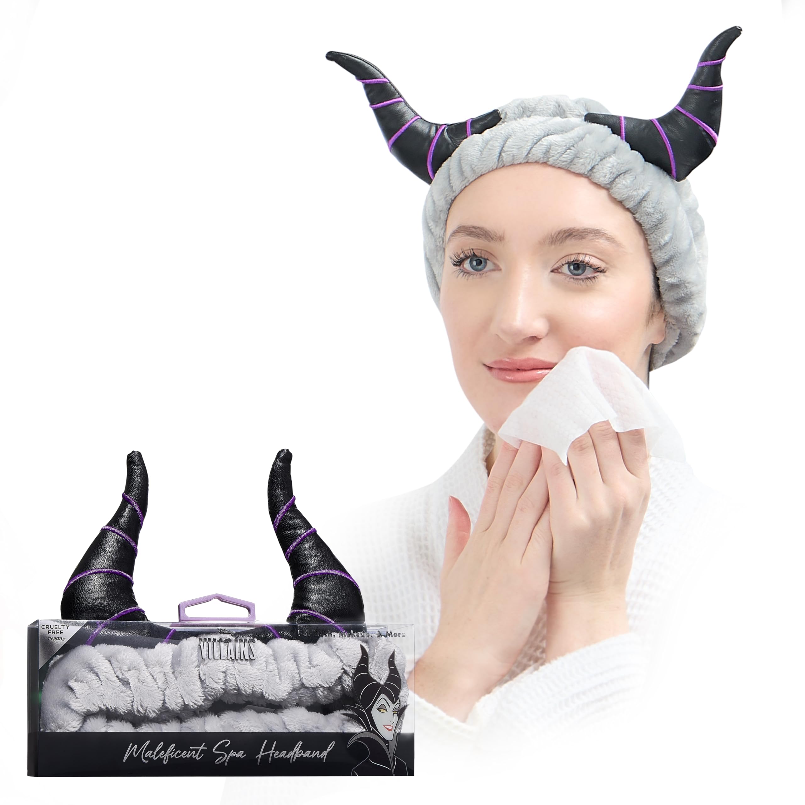 Diadema Belle Maison Maléfica para maquillaje y spa, evita enredos y mantiene el cabello recogido.