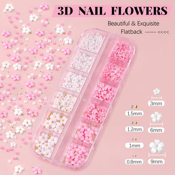 BELLEBOOST Flores 3D y cuentas para uñas creativas