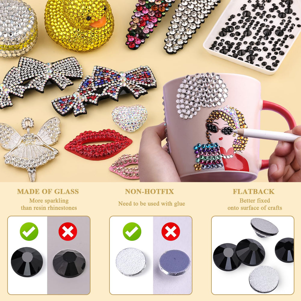 BELLEBOOST gemas negras de vidrio para decoración de ropa y accesorios.