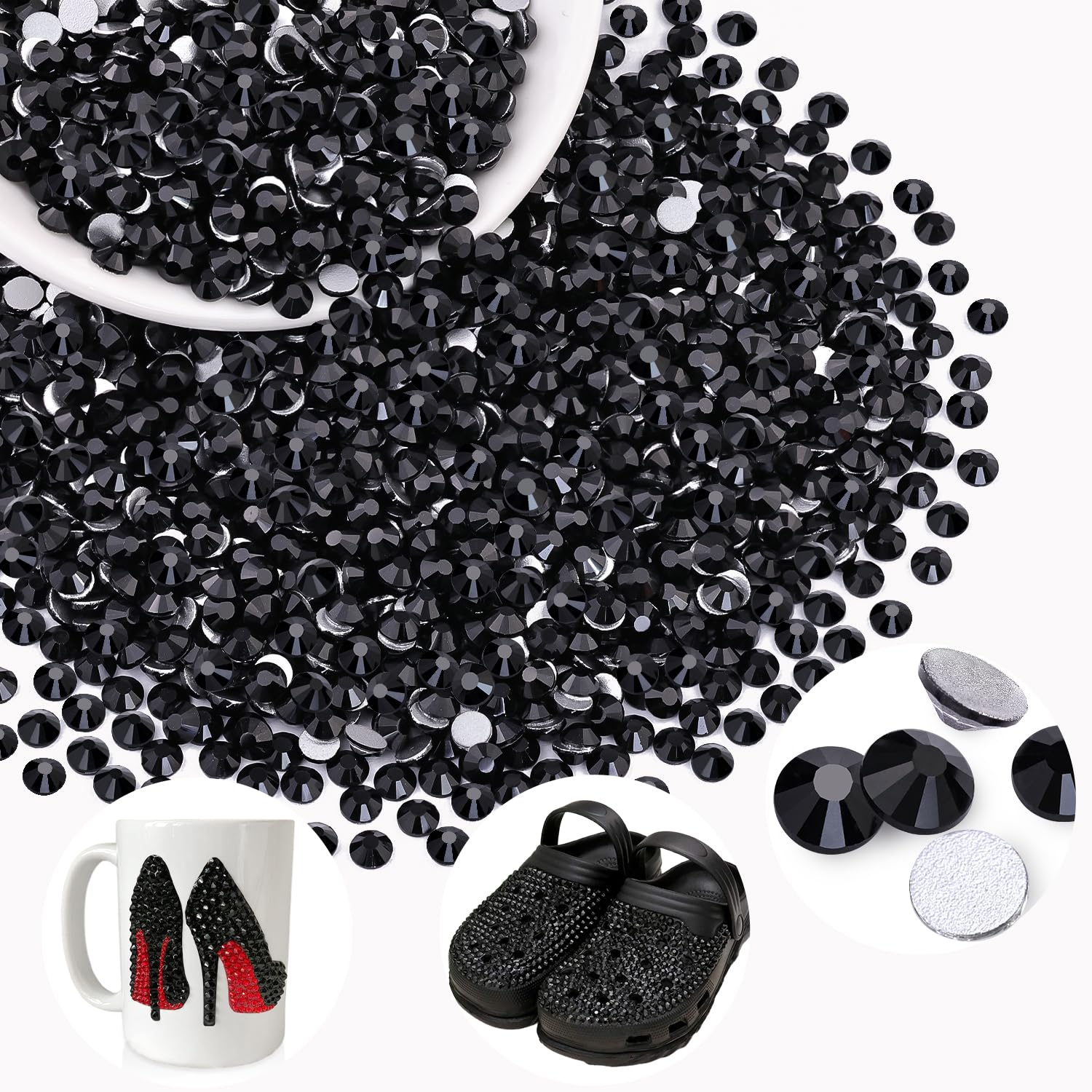 BELLEBOOST cristales de vidrio negro SS20 para decoraciones brillantes en telas.