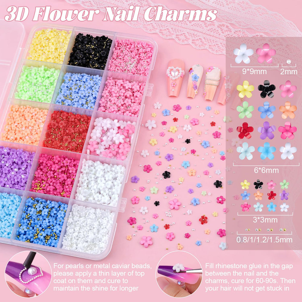 BELLEBOOST flores 3D en tres tamaños para crear efectos tridimensionales de uñas.