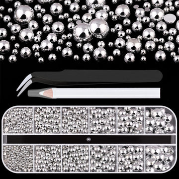 Belleboost perlas plana media plateadas para uñas con brillo duradero.