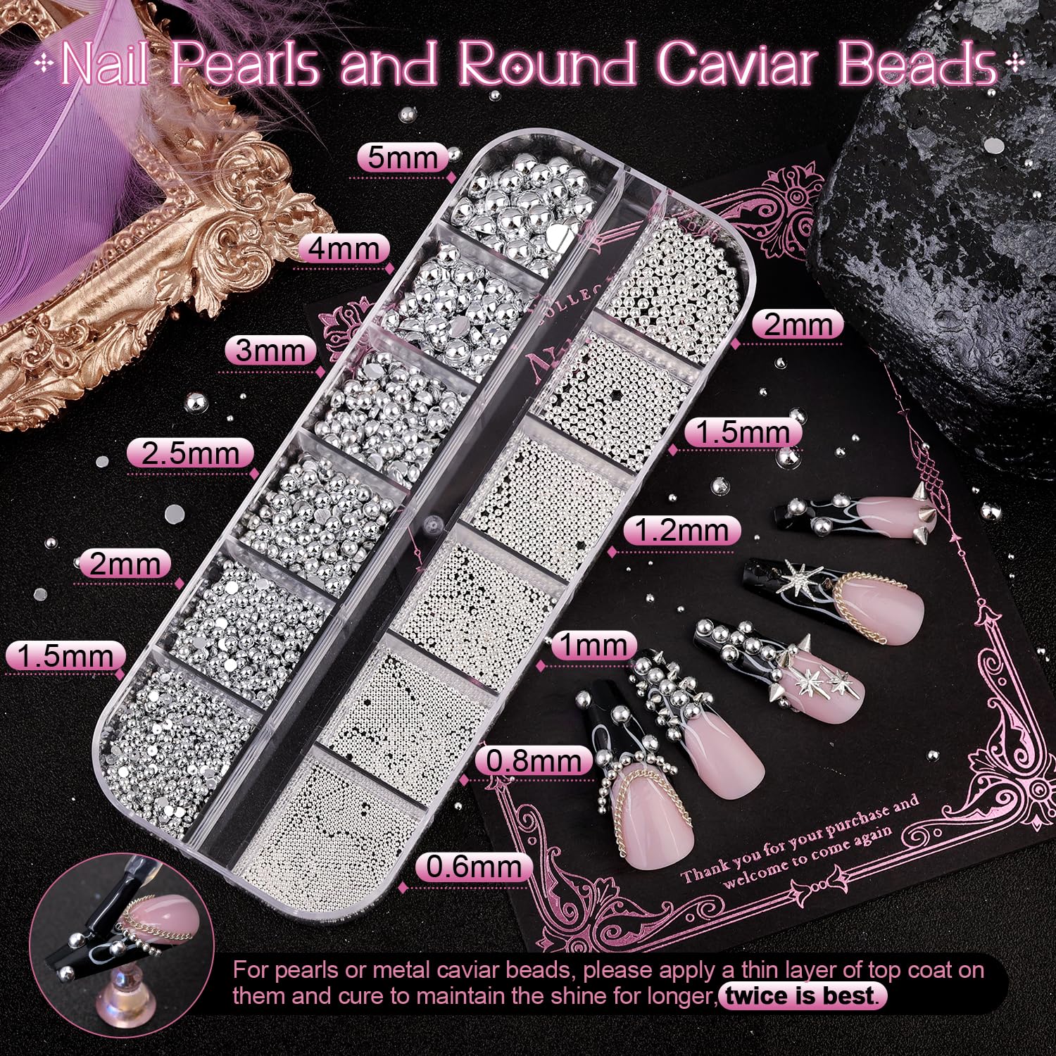 BELLEBOOST perlas planas plata: acabado brillante para manicuras elegantes.