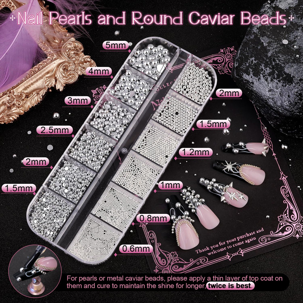 BELLEBOOST perlas planas plata: acabado brillante para manicuras elegantes.