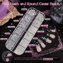 BELLEBOOST perlas planas plata: acabado brillante para manicuras elegantes.