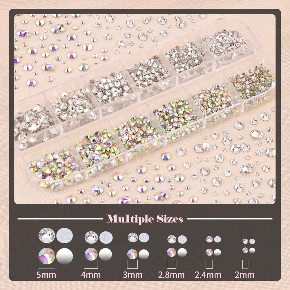 Piedras planas coloridas BELLEBOOST para uñas con variedad de tamaños.