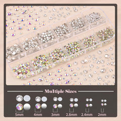 Piedras planas coloridas BELLEBOOST para uñas con variedad de tamaños.