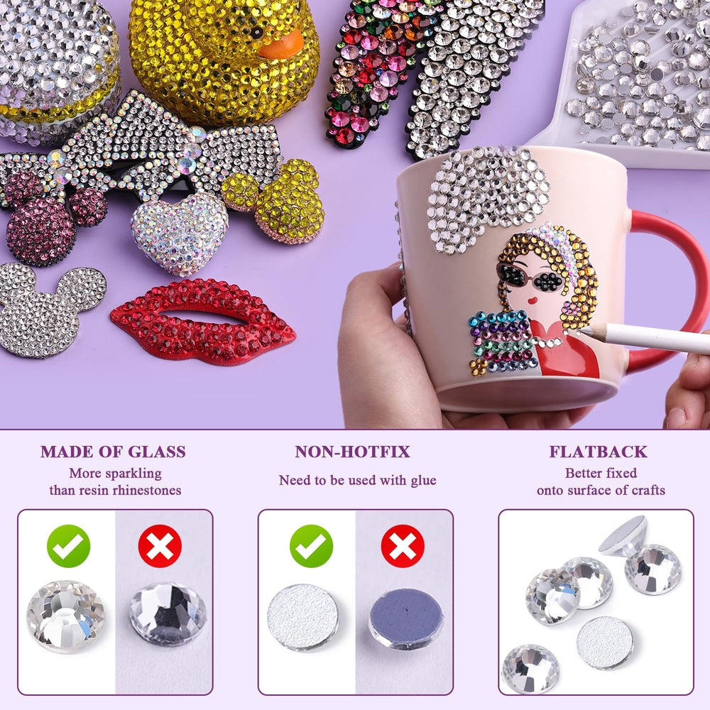 BELLEBOOST cristal vidrio claro con facetado para llaveros y fundas