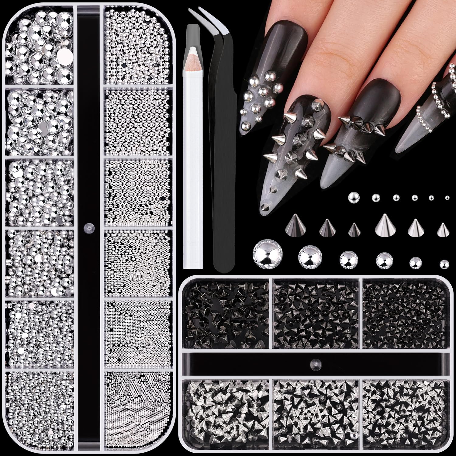 BELLEBOOST tachuelas cono punk para uñas: añade textura 3D atrevida.