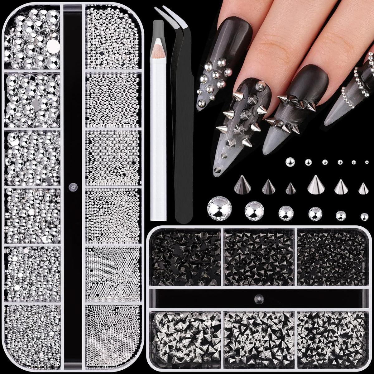 BELLEBOOST tachuelas cono punk para uñas: añade textura 3D atrevida.