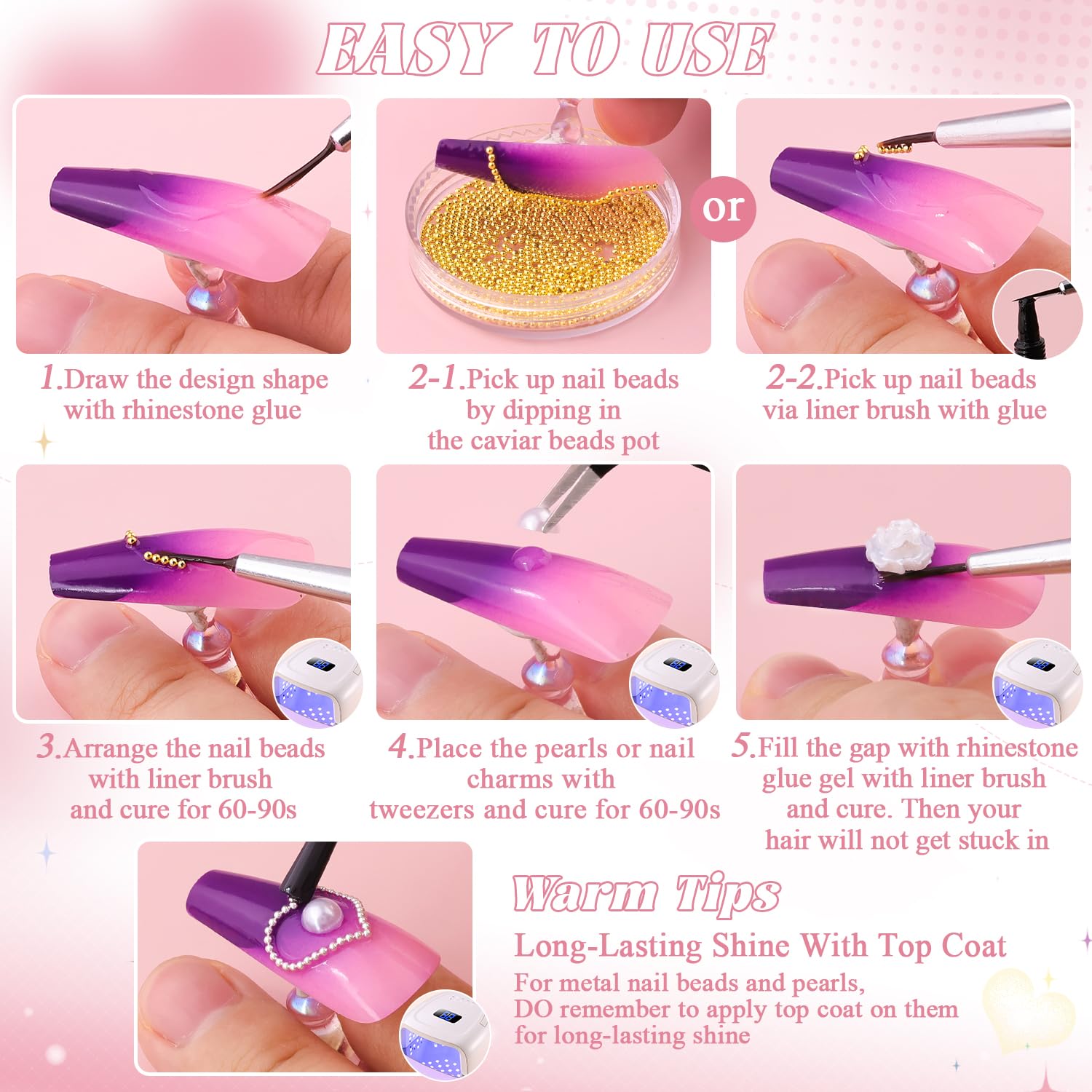 BELLEBOOST conjunto bricolaje versátil con tamaños y colores para creatividades en uñas.