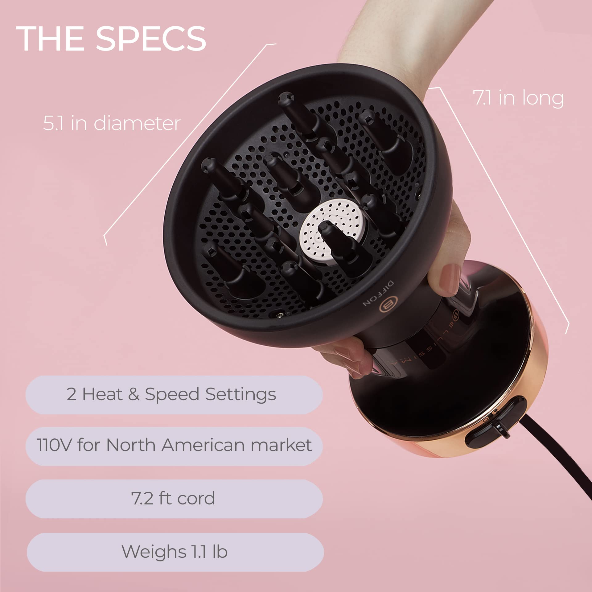 Sistema potenciador de rizos de Bellissima Diffon seca rápido sin frizz