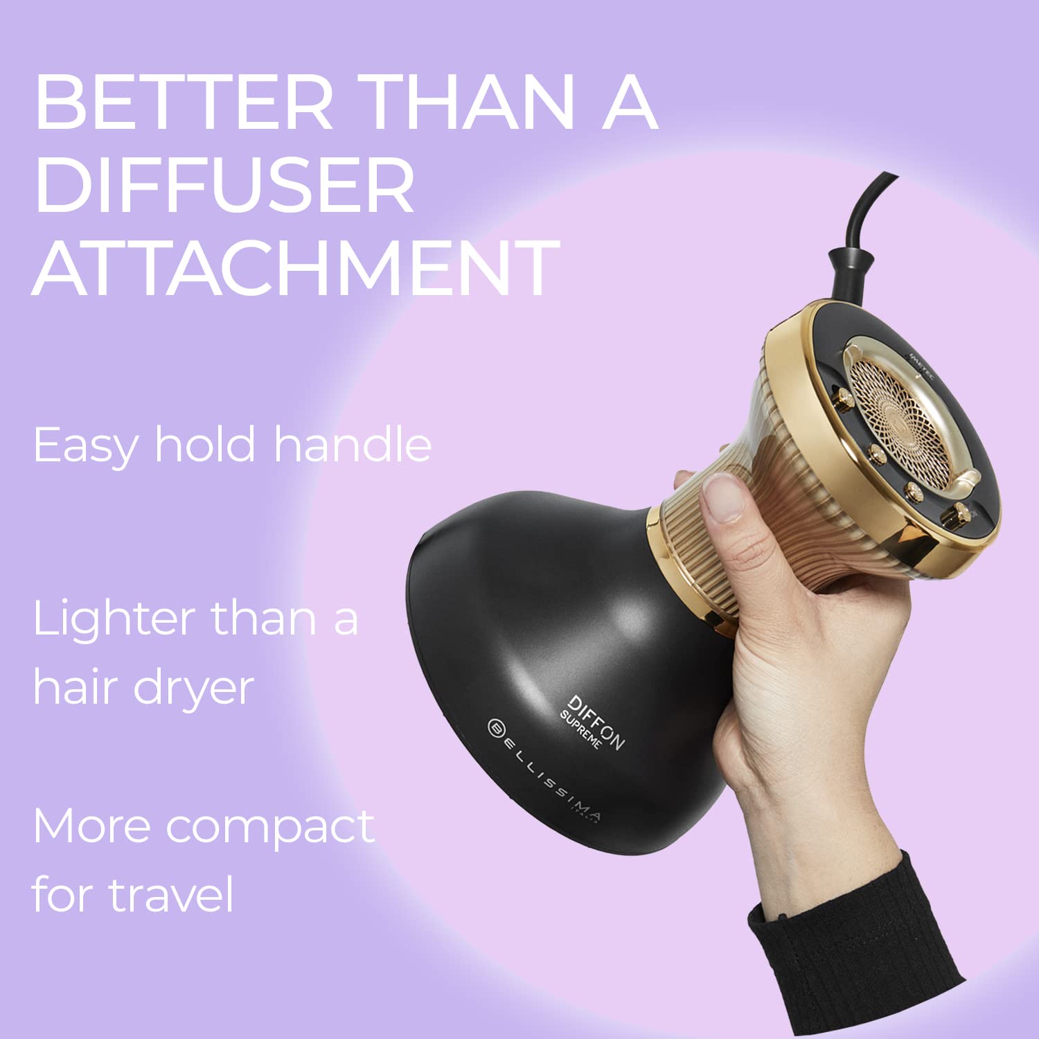 Tecnología iónica Bellissima Diffon Supremo reduce el encrespamiento