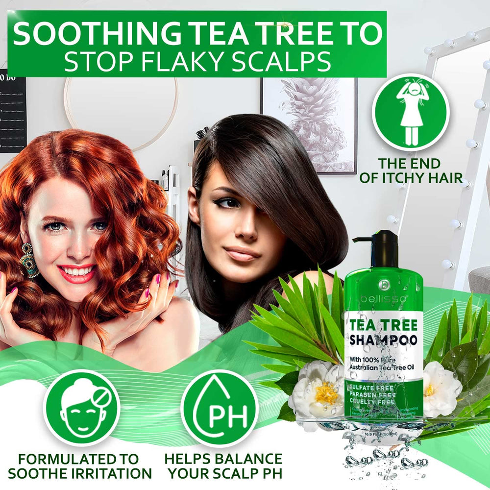 Espuma suave de Bellisso champú árbol de té para cabello suave