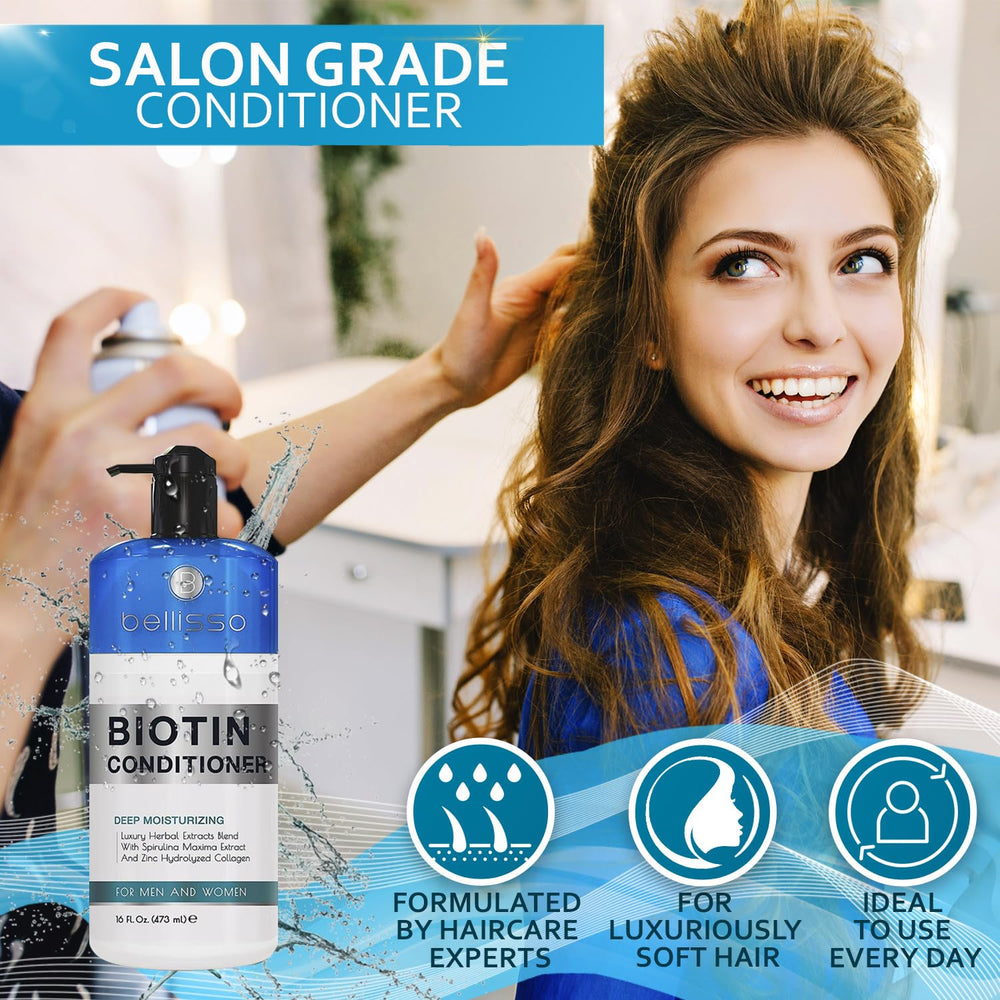 Bellisso Biotin Conditioner on dry hair spot showing deep conditioning benefits