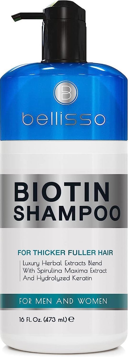 Champú Bellisso con Biotina, botella de lujo para mayor volumen.