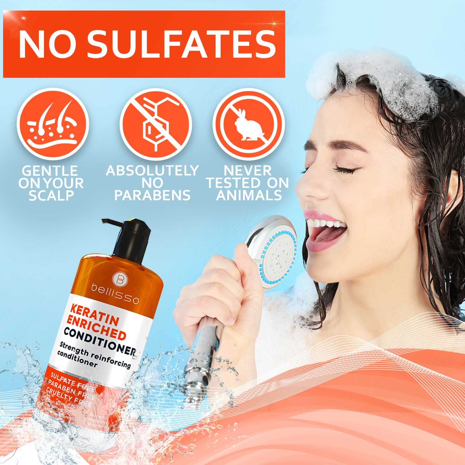 Bellisso Keratina: sin sulfatos para cuero cabelludo sensible.