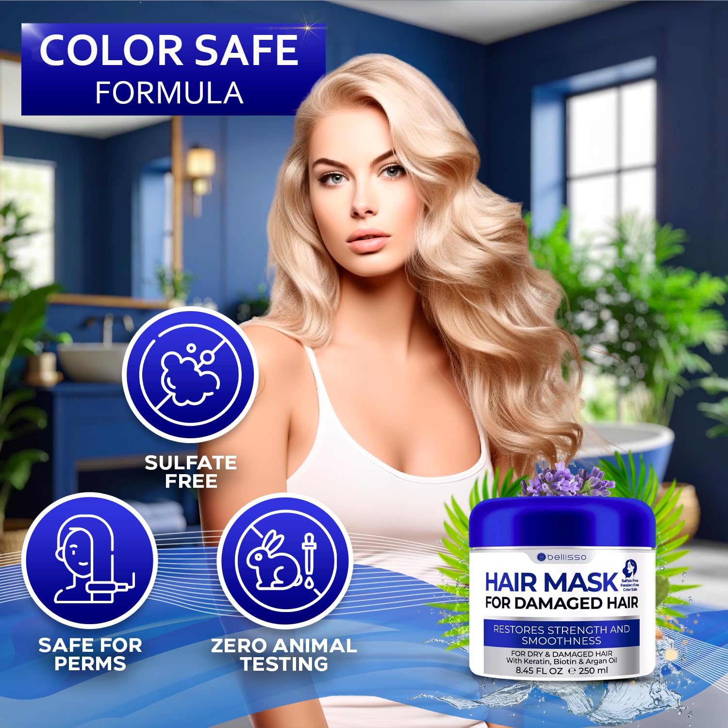 Bellisso Mascarilla para puntas abiertas, sellado y acabado liso.