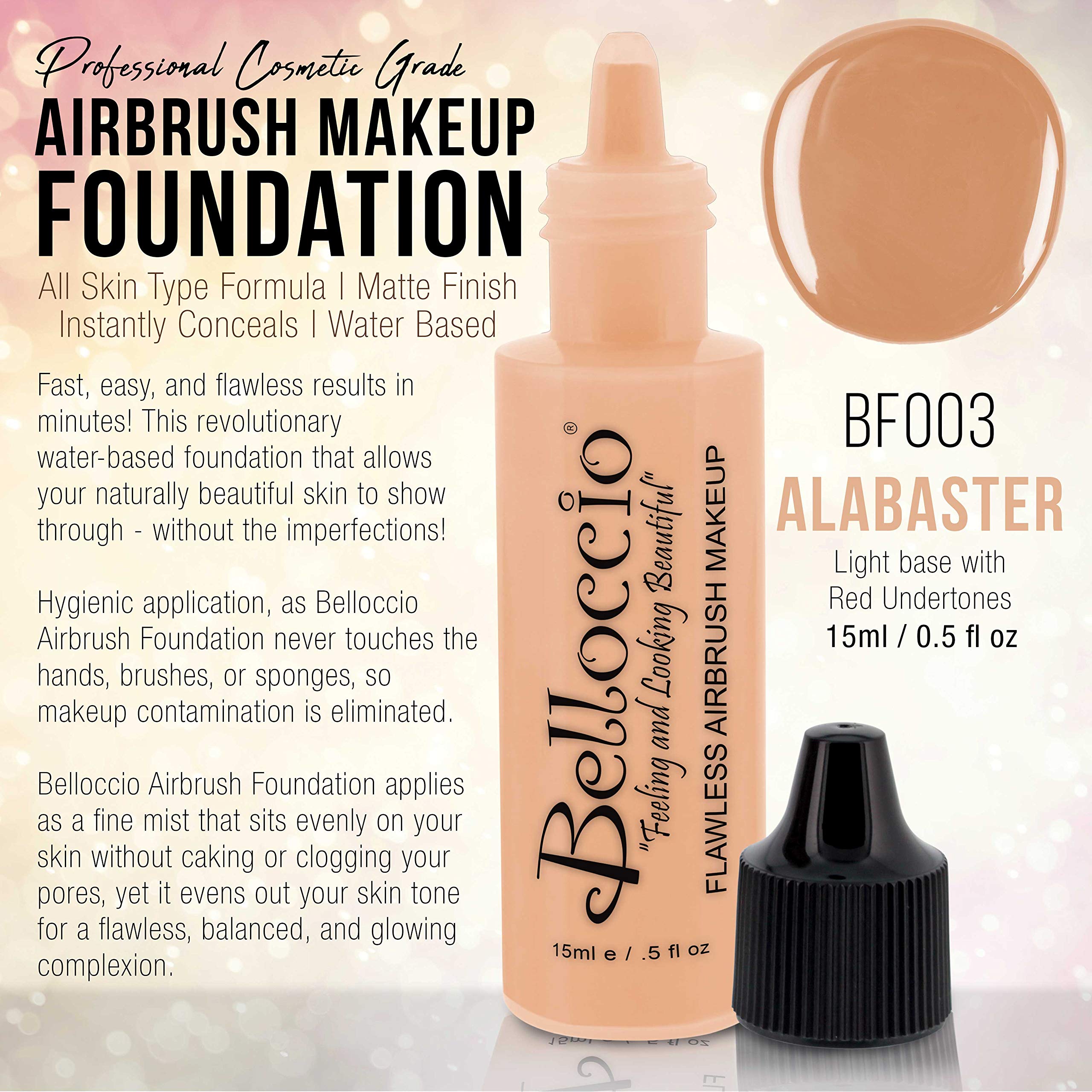 Belloccio foundation bottle cap close-up highlighting hygienic dispensing.