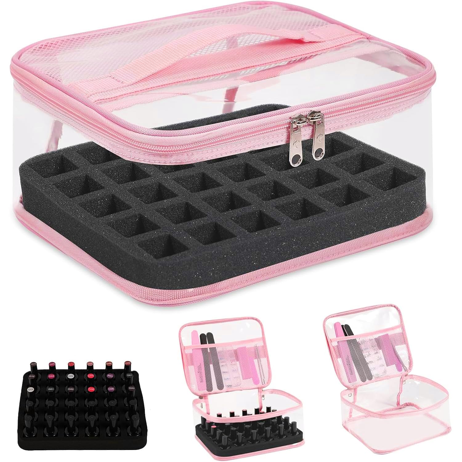Beloving organizador de esmaltes transparente para 30 botellas, almacenamiento claro y acceso rápido.