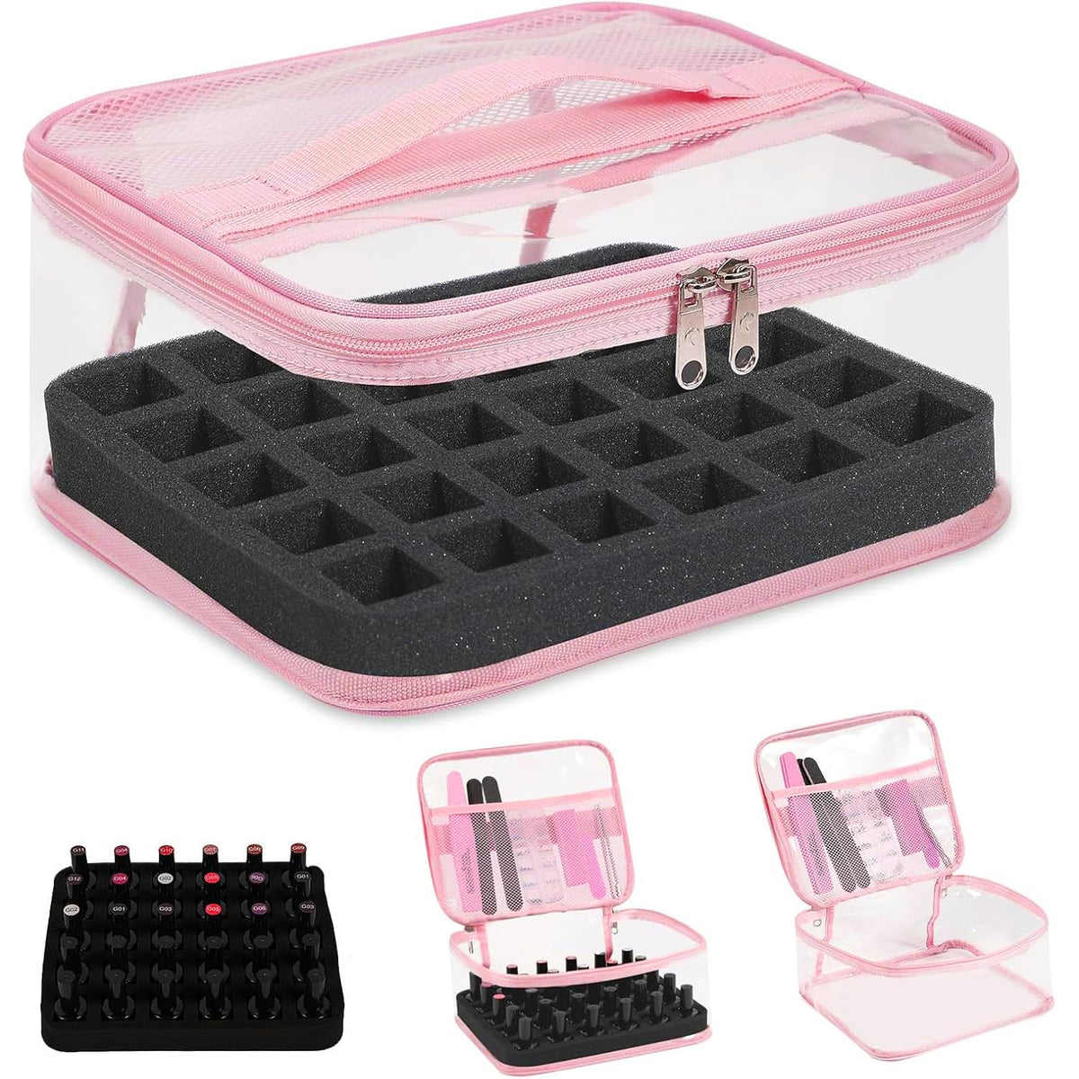 Beloving organizador de esmaltes transparente para 30 botellas, almacenamiento claro y acceso rápido.