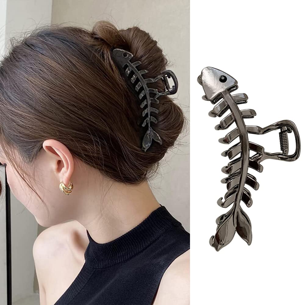 BELSITA clip de pelo con hueso de pez oro, sujecion duradera para peinados diarios.