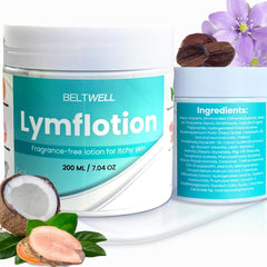 Crème hydratante Beltwell Lymflotion pour pieds secs.