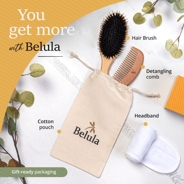 Belula detalle cerdas de jabalí para desenredar cabello grueso