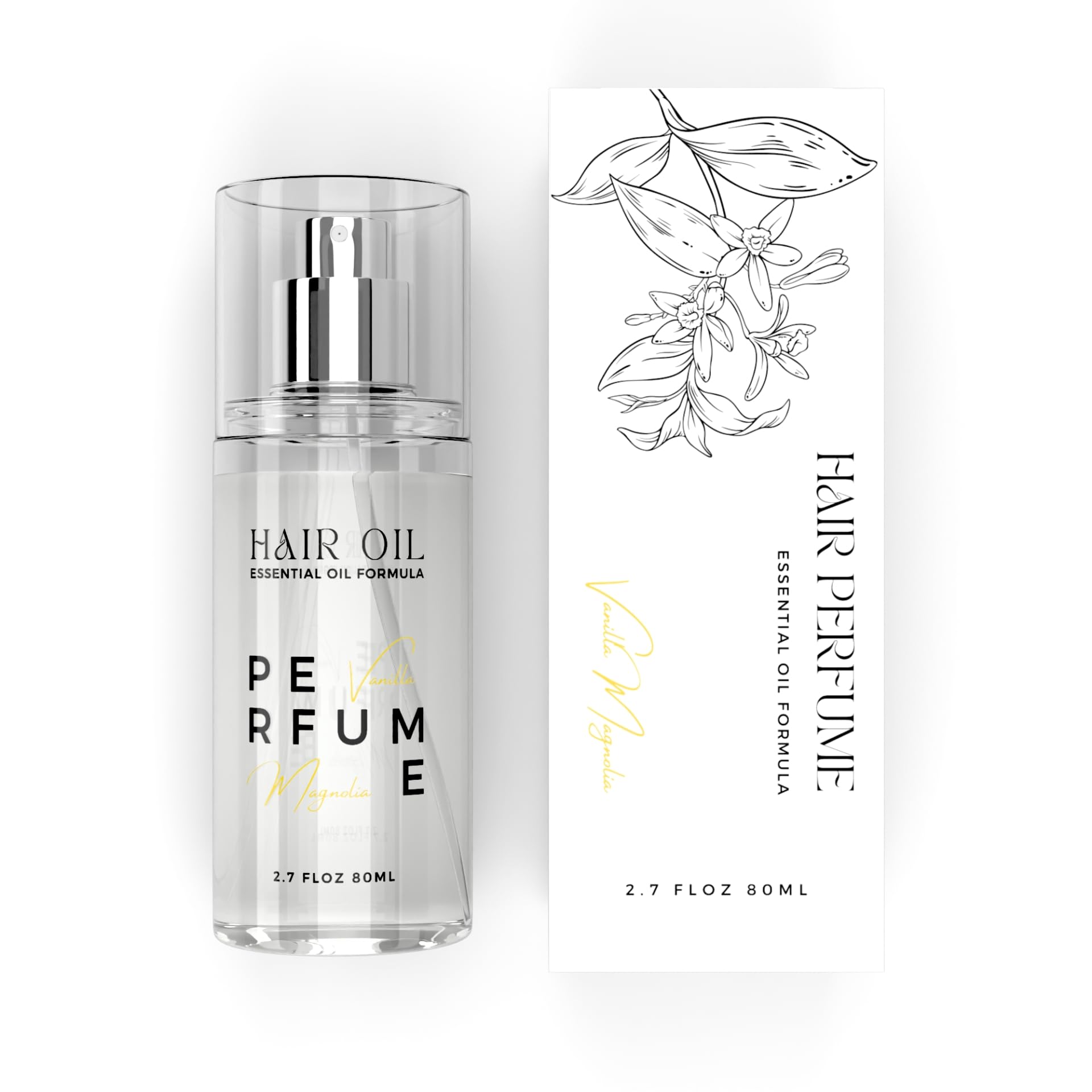 Benatu Aceite-perfume para cabello Vainilla Magnolia en botella, aroma duradero.