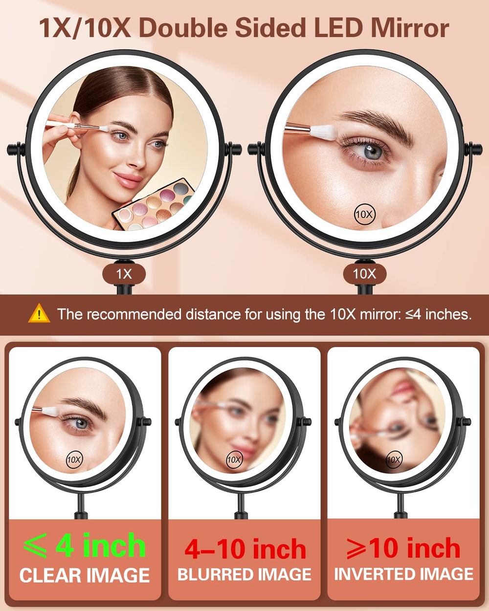 Espejo Benbilry de 7 pulgadas para visión amplia en maquillaje.