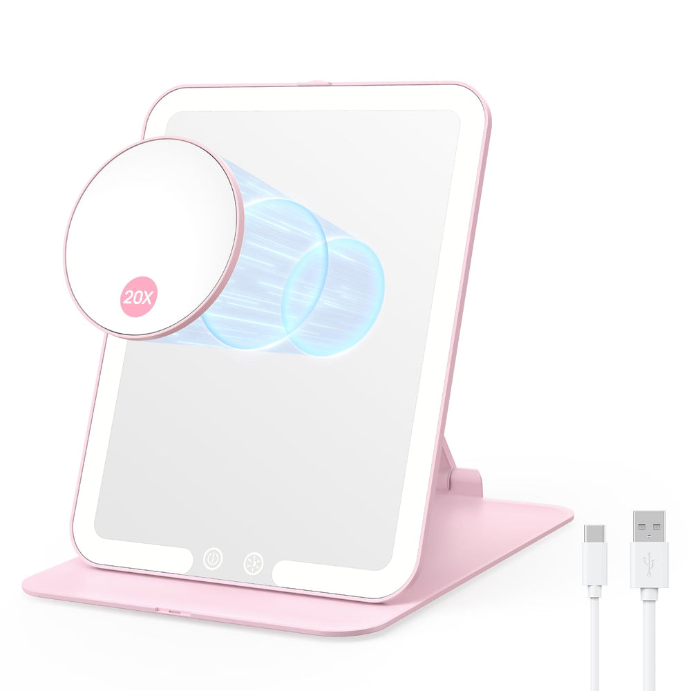 Benbilry Espejo de maquillaje portátil con iluminación de 3 colores para viajar con precisión.