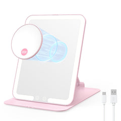 Benbilry Espejo de maquillaje portátil con iluminación de 3 colores para viajar con precisión.