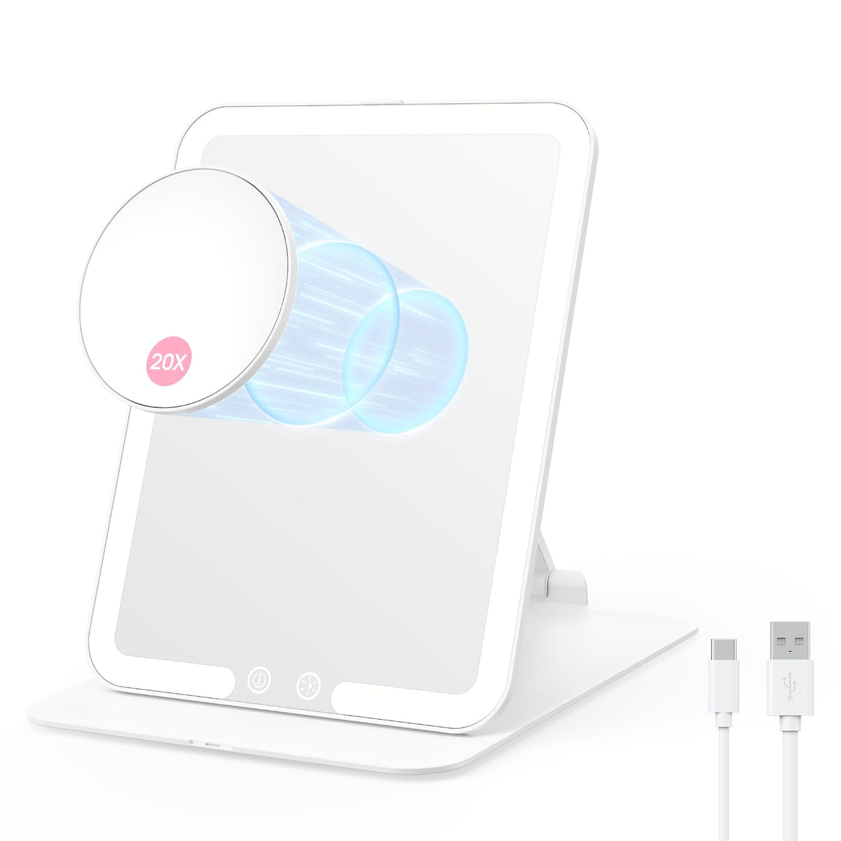 Espejo Benbilry para maquillaje de viaje con luz, compacto y práctico.