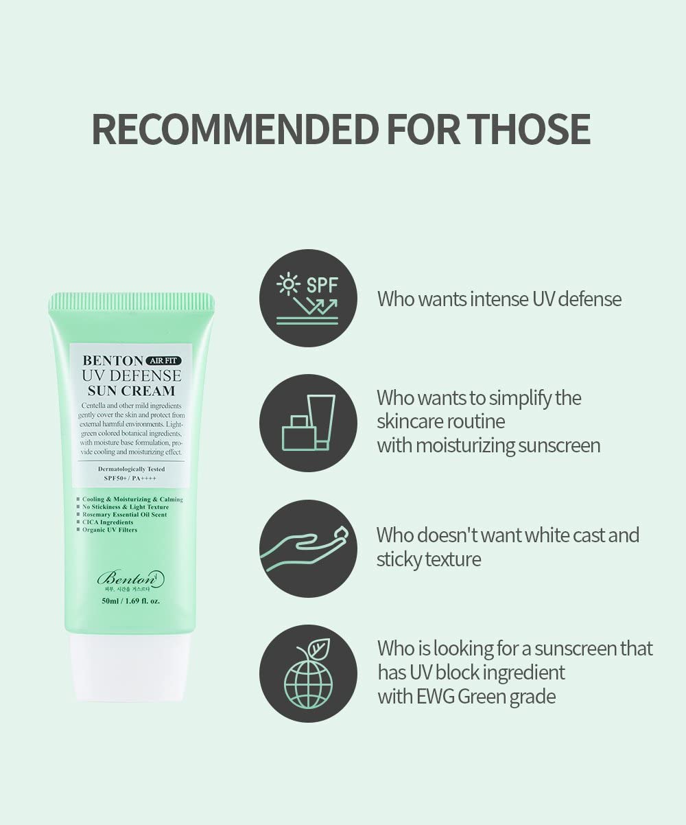 BENTON Air Fit UV Defense Sun Cream, protección SPF50+ frente a la luz azul.