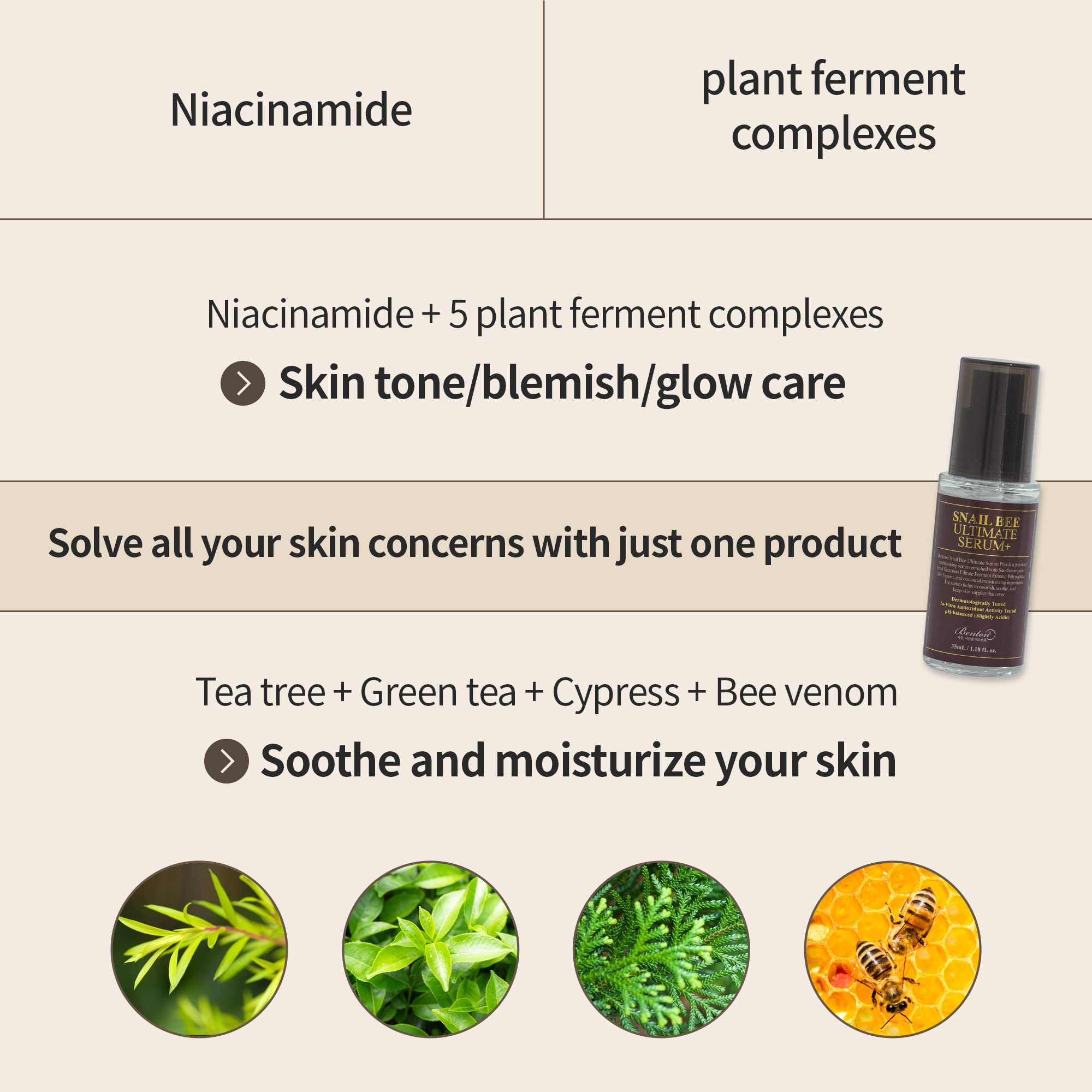 Aplicación precisa del Benton Snail Bee Serum para nutrir la piel.