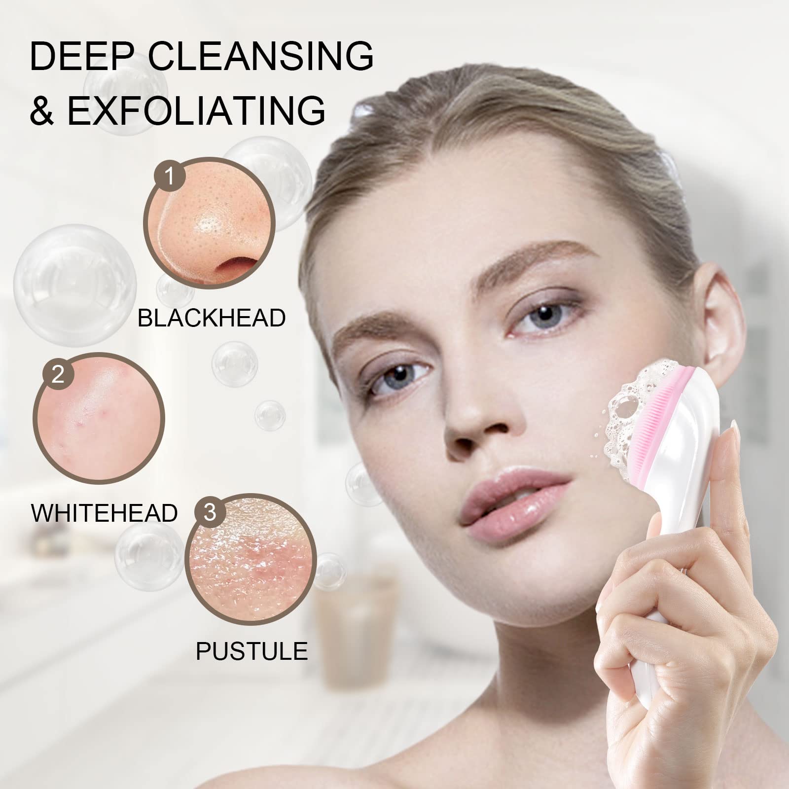Beomeen exfoliante facial de silicona con garras de gato rosa, para piel limpia y fresca.