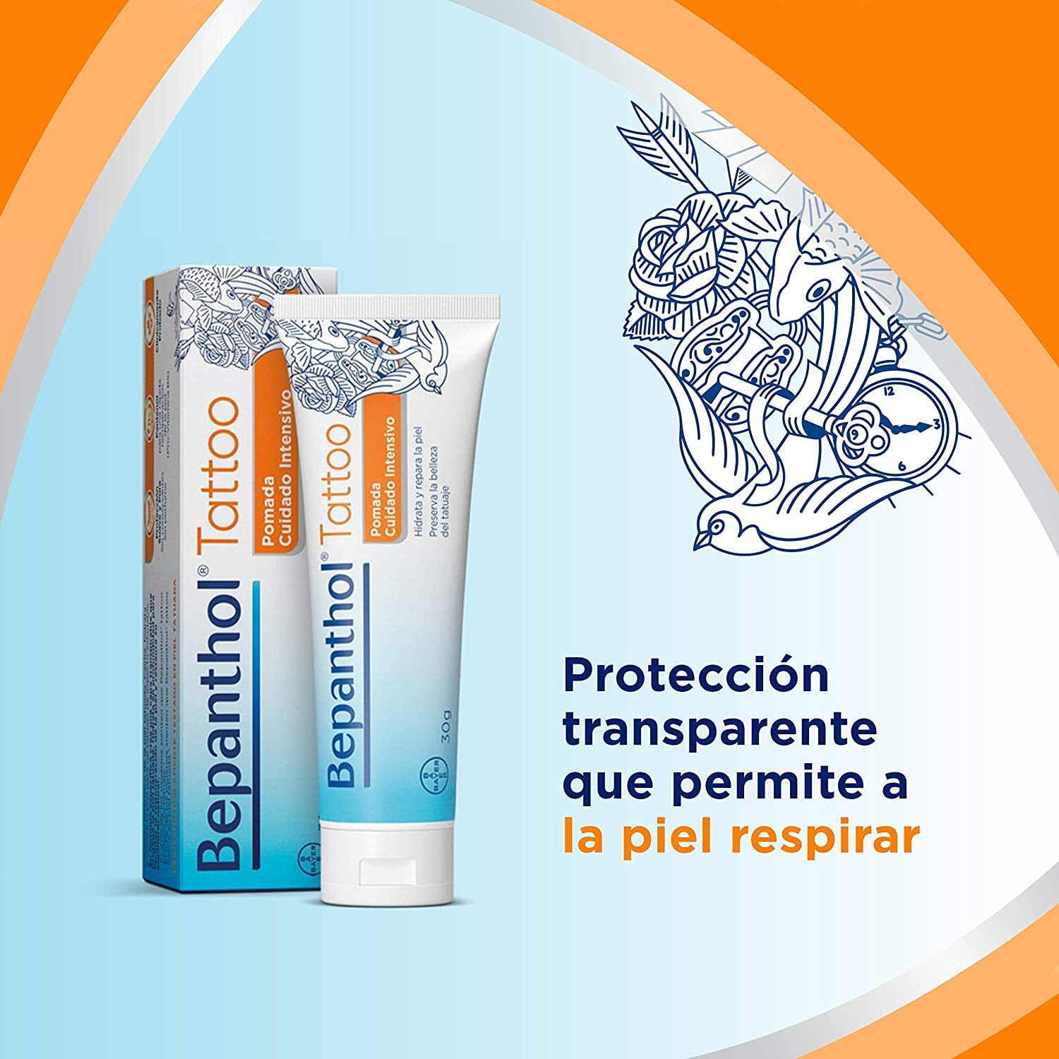 Bepanthol Tattoo, envase de 30 g para uso diario.