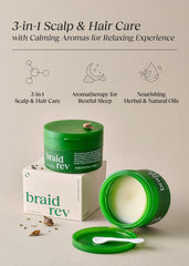 Botella Bephor Braid Rev muestra fórmula nutritiva con coco y karité