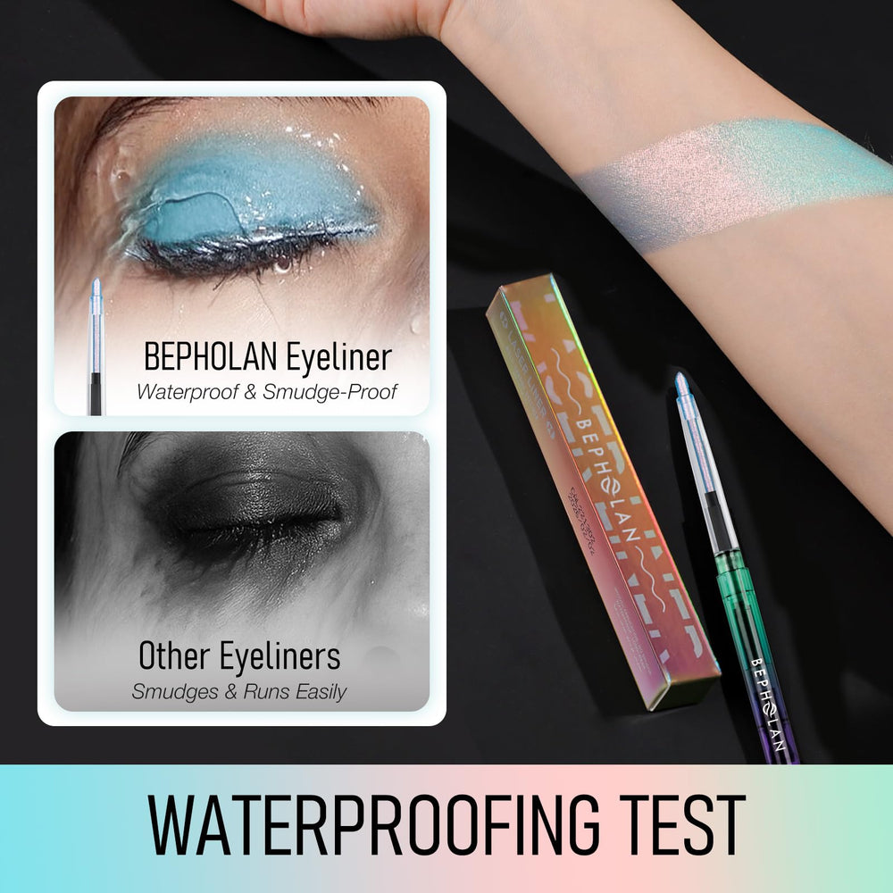 BEPHOLAN gel paillettes rose et bleu, usage paupières et eyeliner.