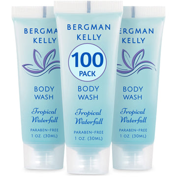 Gel de ducha Bergman Kelly de 1oz con cascada tropical, ideal para viajes.