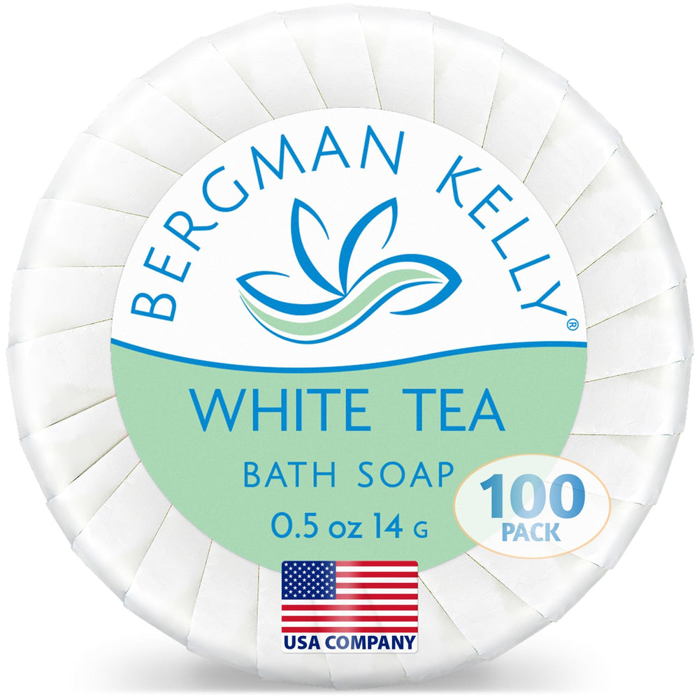 Bergman Kelly: jabón hotelero té blanco, tamaño de viaje, aroma suave