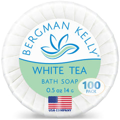 Bergman Kelly: jabón hotelero té blanco, tamaño de viaje, aroma suave