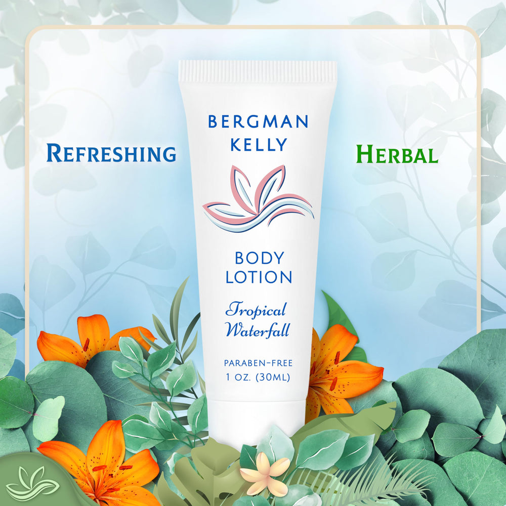 BERGMAN KELLY loción corporal 1oz Tropical Waterfall, piel hidratada tras la ducha.