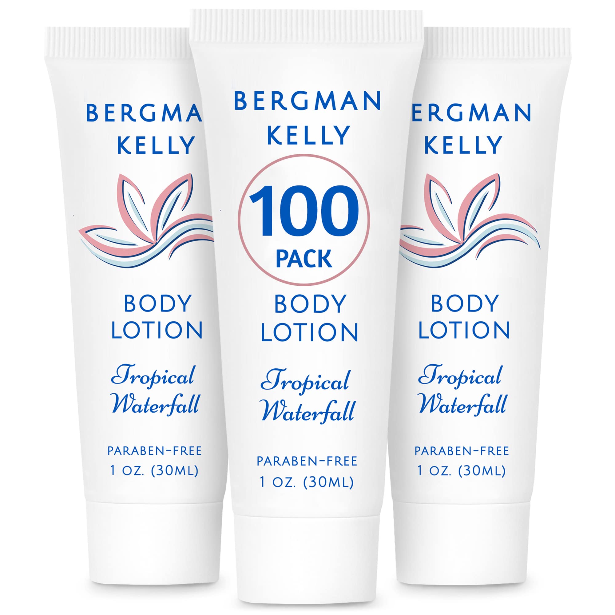 Loción de viaje Bergman Kelly con aroma cascada tropical para huéspedes.