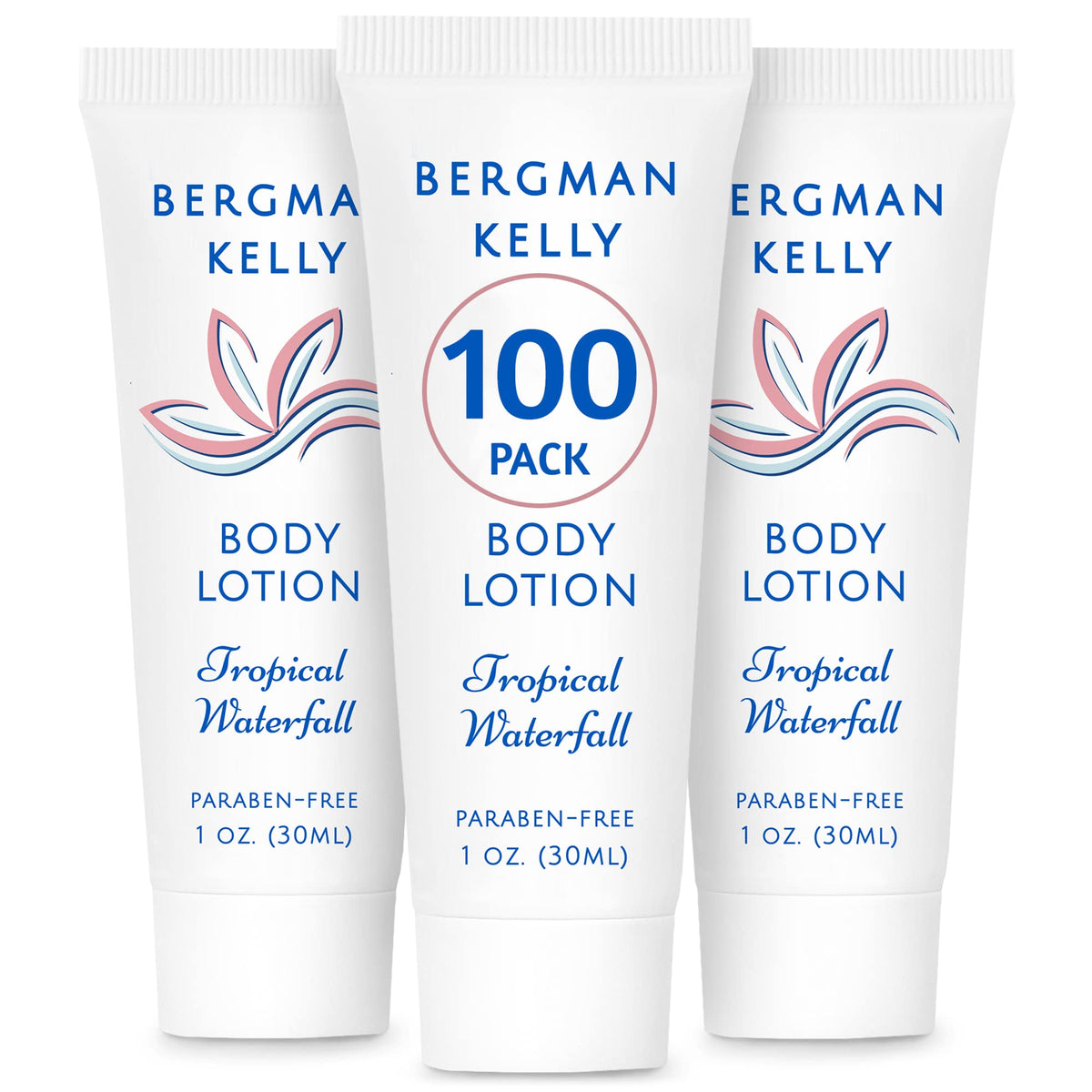 Loción de viaje Bergman Kelly con aroma cascada tropical para huéspedes.